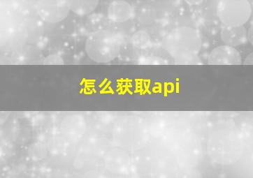 怎么获取api