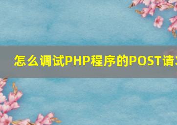 怎么调试PHP程序的POST请求