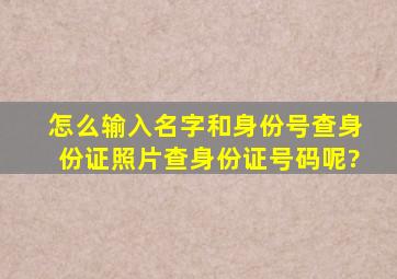 怎么输入名字和身份号查身份证照片查身份证号码呢?