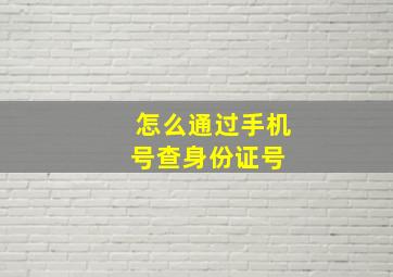 怎么通过手机号查身份证号 