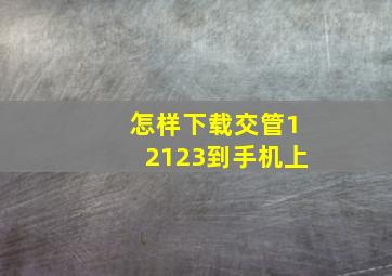 怎样下载交管12123到手机上