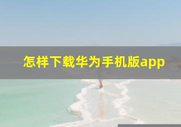 怎样下载华为手机版app