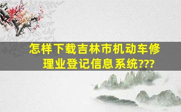 怎样下载吉林市机动车修理业登记信息系统???