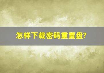 怎样下载密码重置盘?