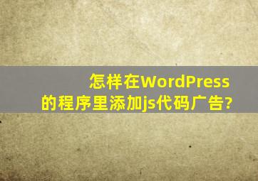 怎样在WordPress的程序里添加js代码广告?