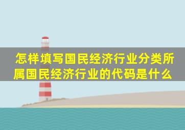 怎样填写国民经济行业分类所属国民经济行业的代码是什么 