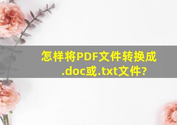 怎样将PDF文件转换成.doc或.txt文件?