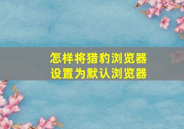 怎样将猎豹浏览器设置为默认浏览器