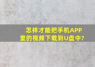 怎样才能把手机APP里的视频下载到U盘中?