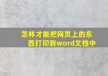 怎样才能把网页上的东西打印到word文档中