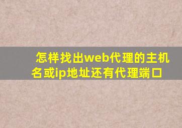 怎样找出web代理的主机名或ip地址还有代理端口