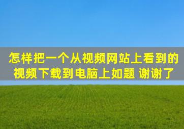 怎样把一个从视频网站上看到的视频下载到电脑上如题 谢谢了