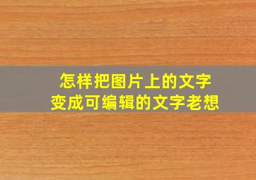 怎样把图片上的文字变成可编辑的文字老想