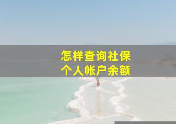 怎样查询社保个人帐户余额