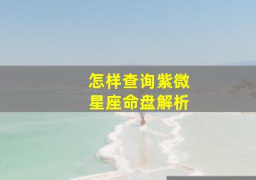 怎样查询紫微星座命盘解析,