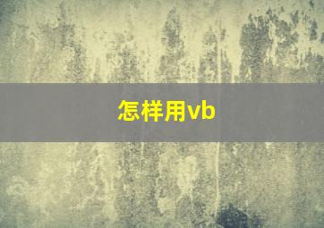 怎样用vb