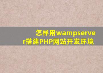 怎样用wampserver搭建PHP网站开发环境