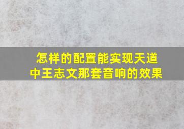 怎样的配置能实现《天道》中王志文那套音响的效果(