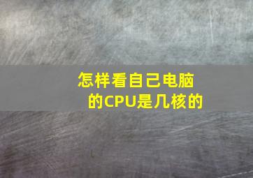 怎样看自己电脑的CPU是几核的