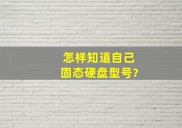 怎样知道自己固态硬盘型号?