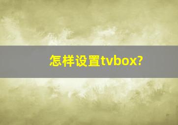 怎样设置tvbox?