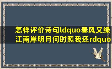 怎样评价诗句“春风又绿江南岸,明月何时照我还”?