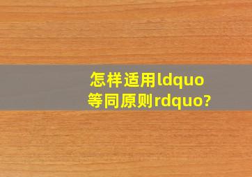 怎样适用“等同原则”?