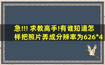 急!!! 求教高手!有谁知道怎样把照片弄成分辨率为626*413,JPG格式,...