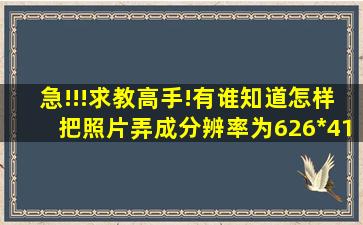 急!!!求教高手!有谁知道怎样把照片弄成分辨率为626*413JPG格式...