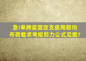 急!单跨梁固定支座,局部均布荷载,求弯矩,剪力公式,见图?