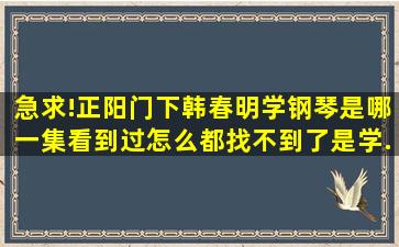 急求!正阳门下韩春明学钢琴是哪一集(看到过,怎么都找不到了),是学...