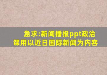 急求:新闻播报ppt,政治课用,以近日国际新闻为内容