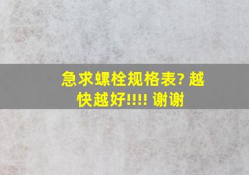 急求螺栓规格表? 越快越好!!!! 谢谢 。。。