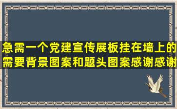 急需一个党建宣传展板,挂在墙上的,需要背景图案和题头图案,感谢感谢!!!