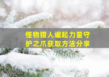 怪物猎人崛起力量、守护之爪获取方法分享