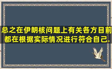 总之,在伊朗核问题上,有关各方目前都在根据实际情况进行符合自己...