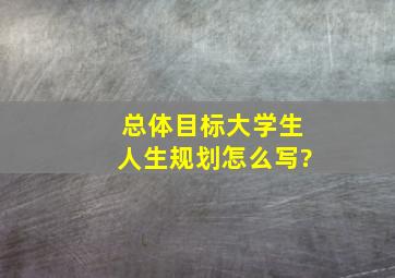 总体目标大学生人生规划怎么写?