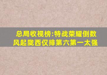 总局收视榜:《特战荣耀》倒数,《风起陇西》仅排第六,第一太强