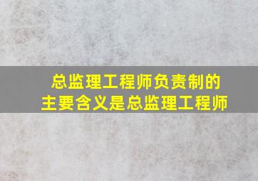 总监理工程师负责制的主要含义是总监理工程师()。