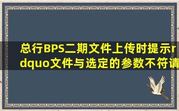 总行BPS(二期)文件上传时提示”文件与选定的参数不符,请检查”,该...