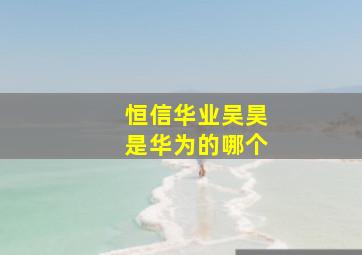 恒信华业吴昊是华为的哪个