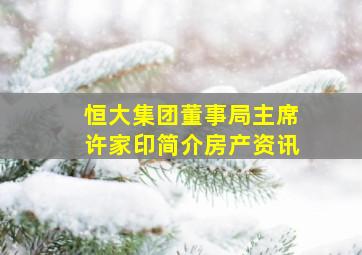 恒大集团董事局主席许家印简介房产资讯