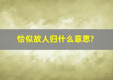 恰似故人归什么意思?