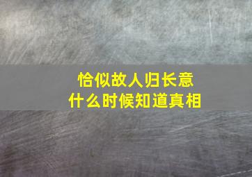 恰似故人归长意什么时候知道真相