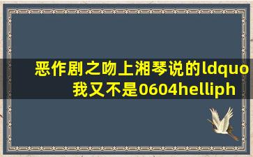 恶作剧之吻上湘琴说的“我又不是0604……”0604是什么意思