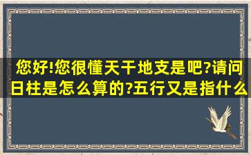 您好!您很懂天干地支是吧?请问日柱是怎么算的?五行又是指什么?