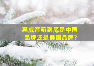 惠威音箱到底是中国品牌还是美国品牌?