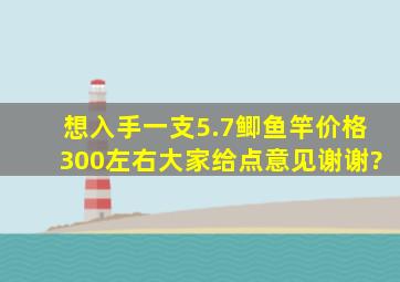 想入手一支5.7鲫鱼竿。价格300左右,大家给点意见。谢谢?