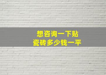 想咨询一下贴瓷砖多少钱一平