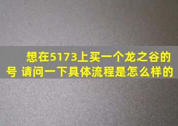 想在5173上买一个龙之谷的号 请问一下具体流程是怎么样的